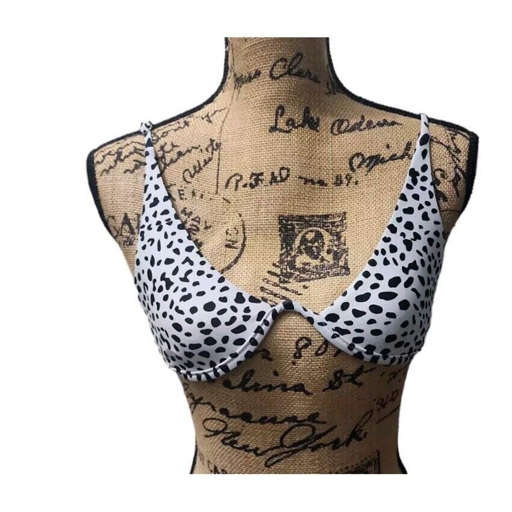 Women's Animal Print Underwired Bikini Top‎ Swimwear Black White Beach Summer Sm